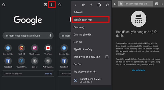 Tạo tab ẩn danh để kiểm tra thứ hạng website